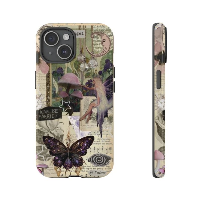 Vintage Fairy Grunge Moth Phone Case For IPHONE 15PRO MAX 14 13 12 11 PRO Plus 15pro Acrylic TPU Two in one Mobile Phone Cases