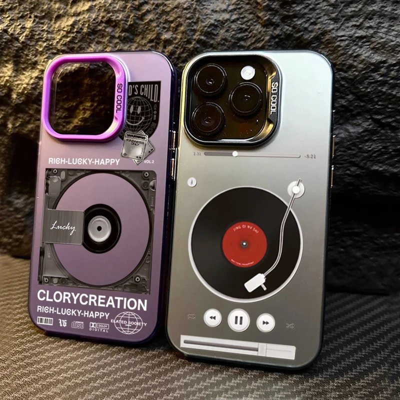 For Samsung A15 A35 A55 A34 A54 A33 A53 Retro Record Player Plating Matte Phone Cover For Galaxy S24 S23 Ultra S22 Plus S21 Case