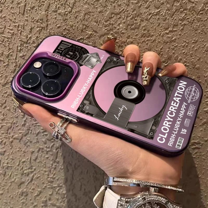 For Samsung A15 A35 A55 A34 A54 A33 A53 Retro Record Player Plating Matte Phone Cover For Galaxy S24 S23 Ultra S22 Plus S21 Case