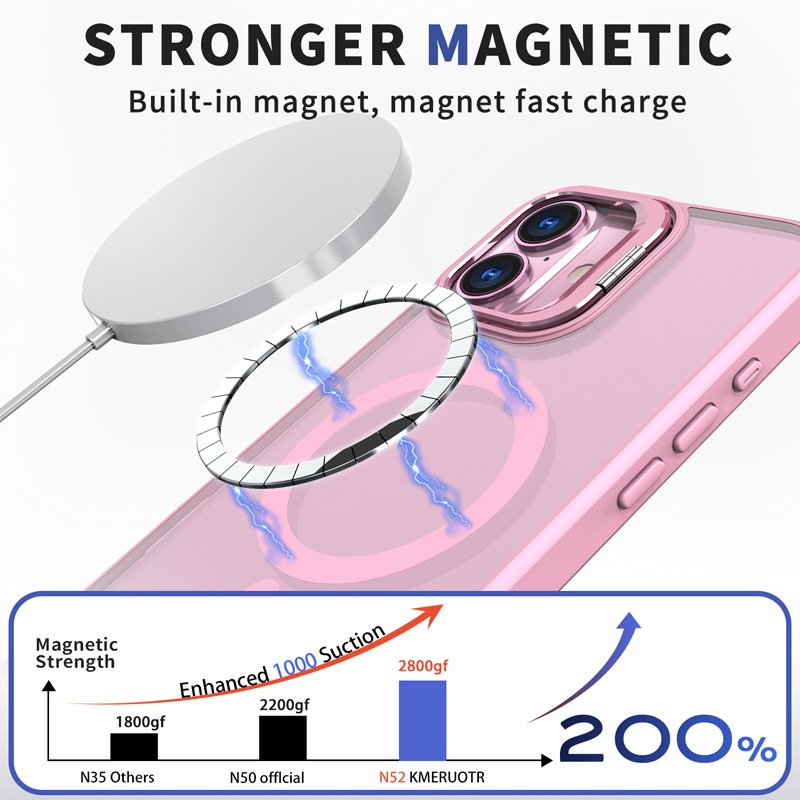 New Magnet Transparent Matte Shockproof Mobile Phone Case with Camera Holder Stand Back Cover For iPhone 16 Pro Max Plus
