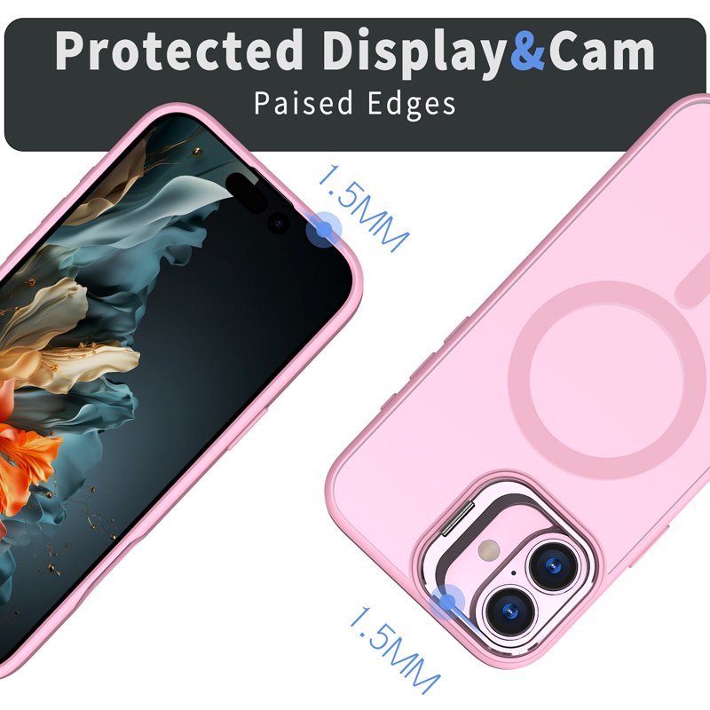 New Magnet Transparent Matte Shockproof Mobile Phone Case with Camera Holder Stand Back Cover For iPhone 16 Pro Max Plus