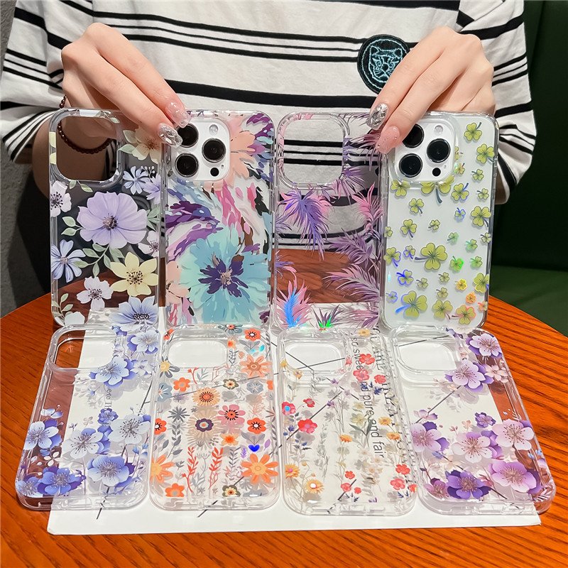 Real Pressed Flower Transparent Phone Case For Apple Phone 16 15 14 13 12 11 Pro Max Plus case Customizable
