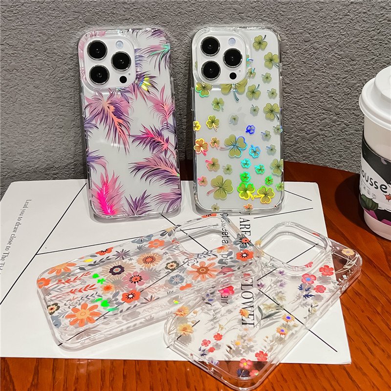 Real Pressed Flower Transparent Phone Case For Apple Phone 16 15 14 13 12 11 Pro Max Plus case Customizable