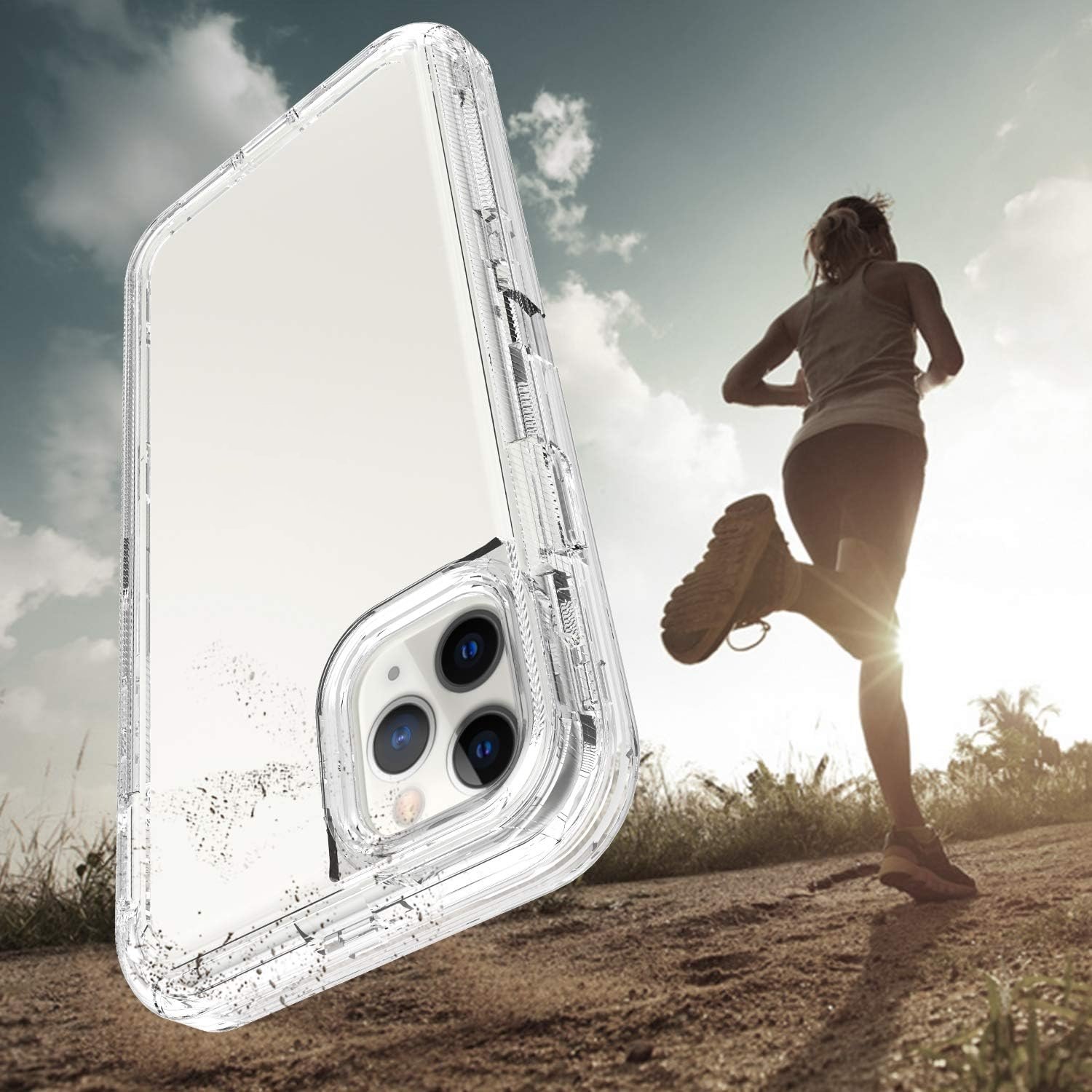 Clear Defender Holster Transparent Mobile Phone Cases For iPhone 16 15 14 13 Pro Max Heavy Duty Hybrid Shockproof Back Cover