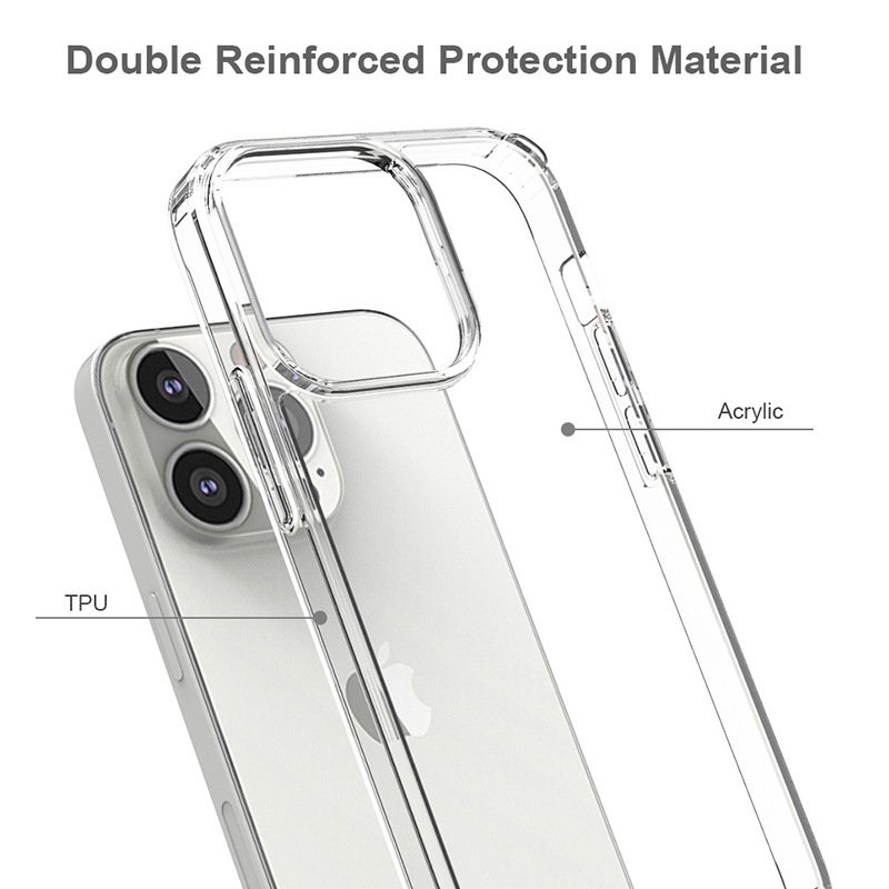 Clear 1.5mm Hard Acrylic TPU Case for Apple iPhone 16 15 Pro Max Shockproof Mobile Cover Compatible XS Max Promax Model 5g