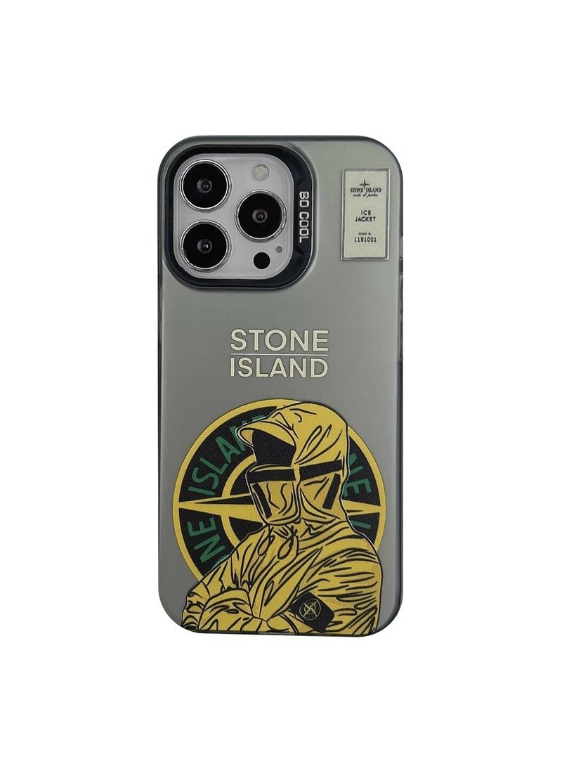 Color silver personalized trend stone island mobile phone case for iPhone 11 12 13 14 15 16 promax mobile phone accessories
