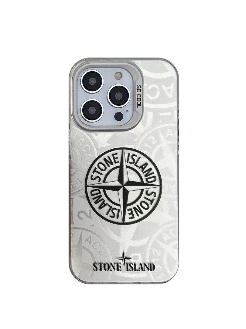 Color silver personalized trend stone island mobile phone case for iPhone 11 12 13 14 15 16 promax mobile phone accessories