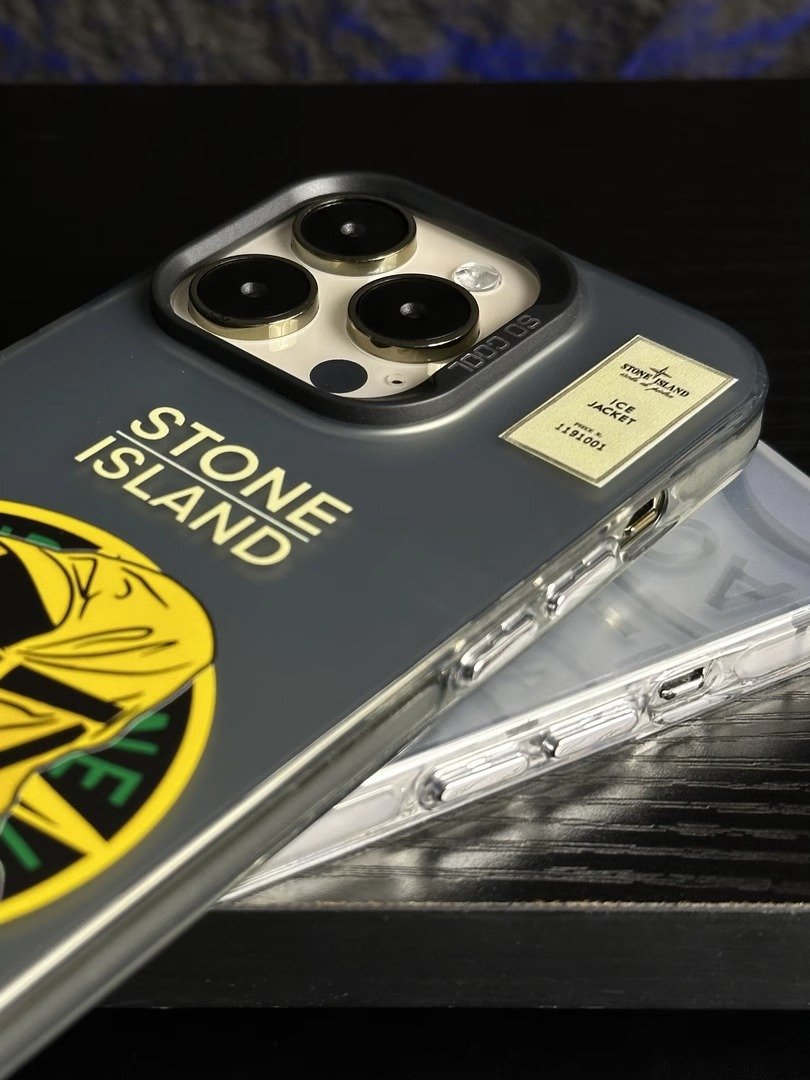 Color silver personalized trend stone island mobile phone case for iPhone 11 12 13 14 15 16 promax mobile phone accessories