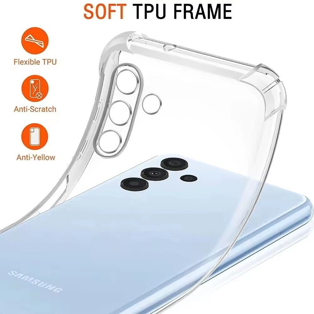 1.5mm Shockproof Transparent Clear TPU Mobile Phone Case For Samsung Galaxy A05S A15 A25 A35 A55 A04 A14 A24 A34 A54 A20 A21S J7