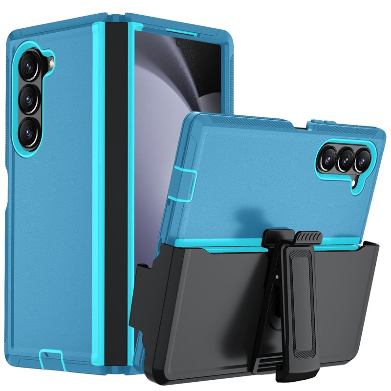 Shockproof TPU PC Hybrid Phone Case for Samsung Z Flip 6 Belt Clip Holster Stand Holder with Plain Design Mobile Phone Case