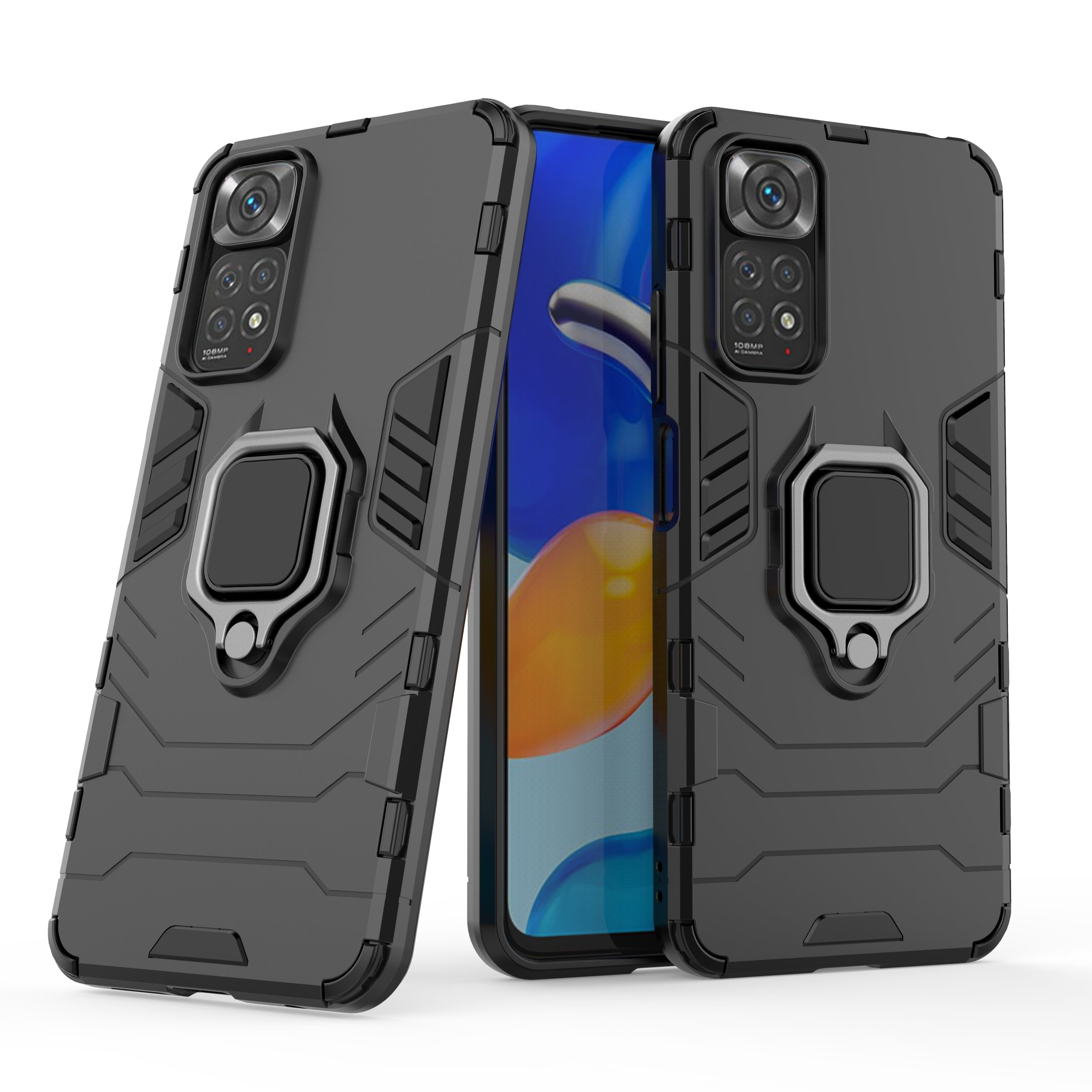 Rugged Shockproof Phone Case For Xiaomi Redmi note 11S/11 4G global version Magnetic Ring Holder Kickstand Armor Case Cover
