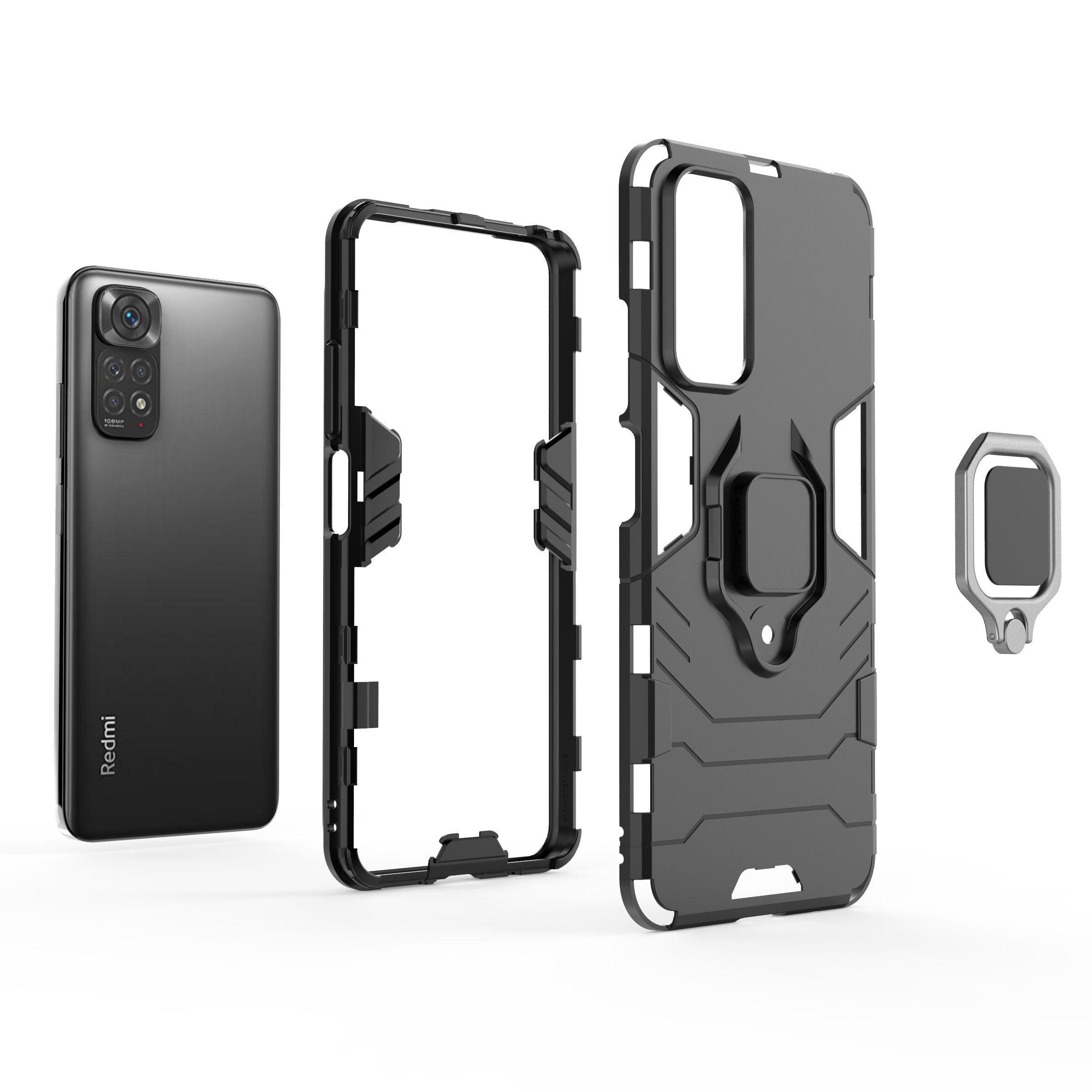 Rugged Shockproof Phone Case For Xiaomi Redmi note 11S/11 4G global version Magnetic Ring Holder Kickstand Armor Case Cover