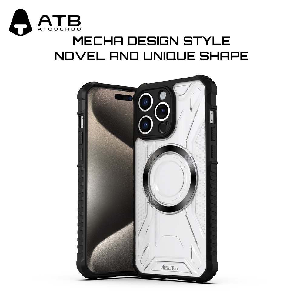 ATB Magnetic Mobile Phone Case For IPhone 16 Back Cover Shockproof Wireless Charging Clear Phone Case For 16 15 Pro Max