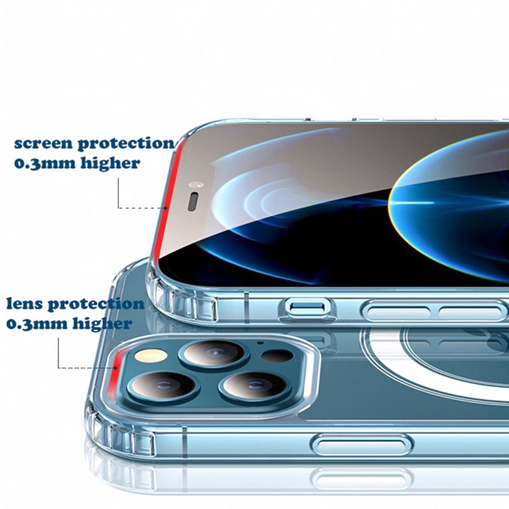 Magnetic Phone Case Compatible with Wireless Charger Hybrid Transparent Clear Shockproof Case with Magnet for iPhone 16 Pro Max