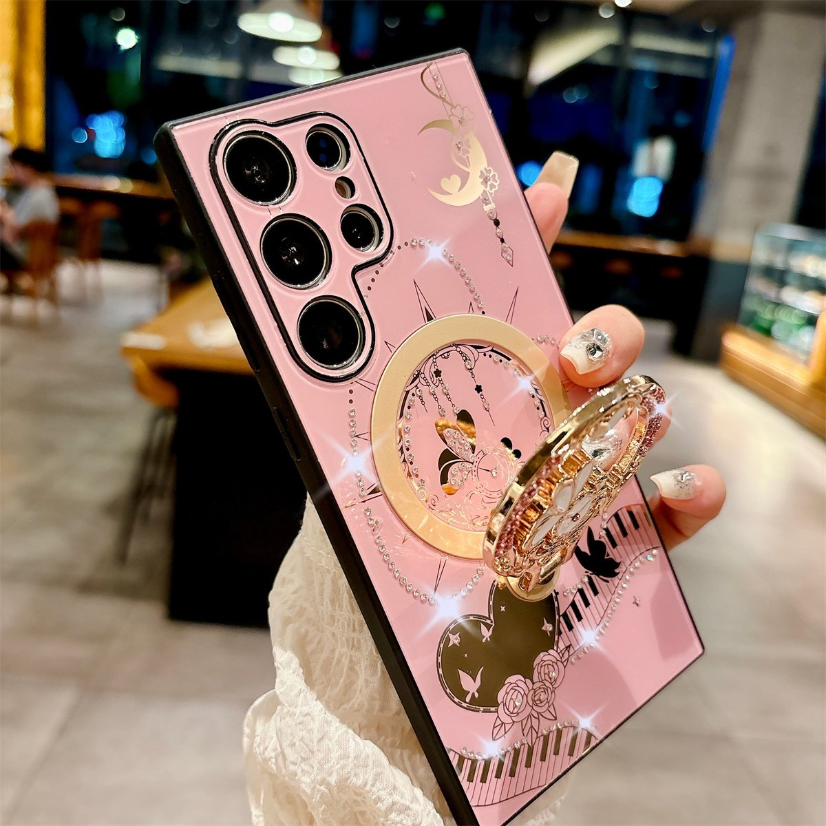 2024 New Luxury Phone Cover,For Samsung Galaxy S24 Ultra S23 S22 Rhinestones Case & Magnetic Ring Holder Stand Cases