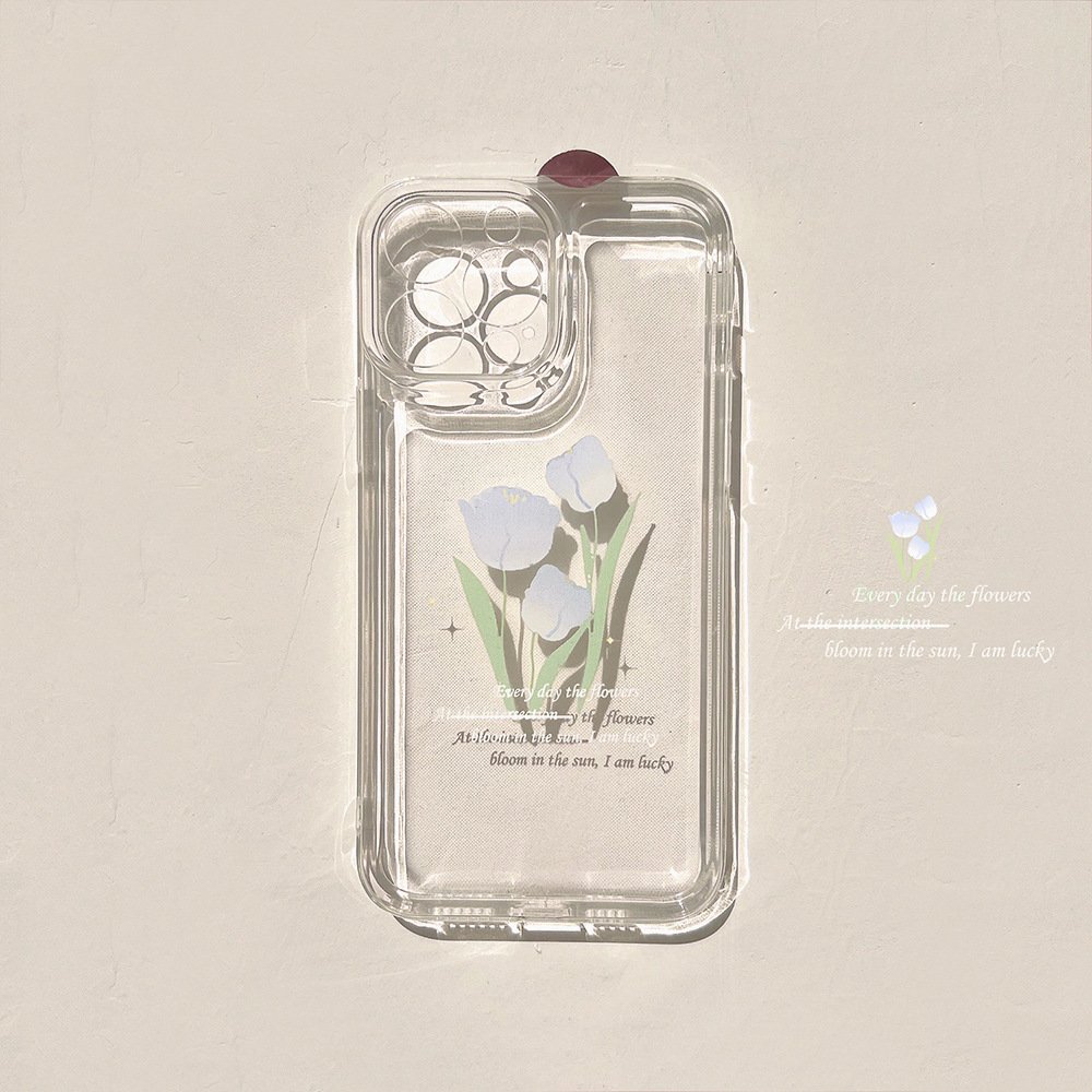 For iPhone16 Pro Max Painted Phone Case For iPhone15 14 13 12 11 Protective Cover Tulip Phone Accessories Customization