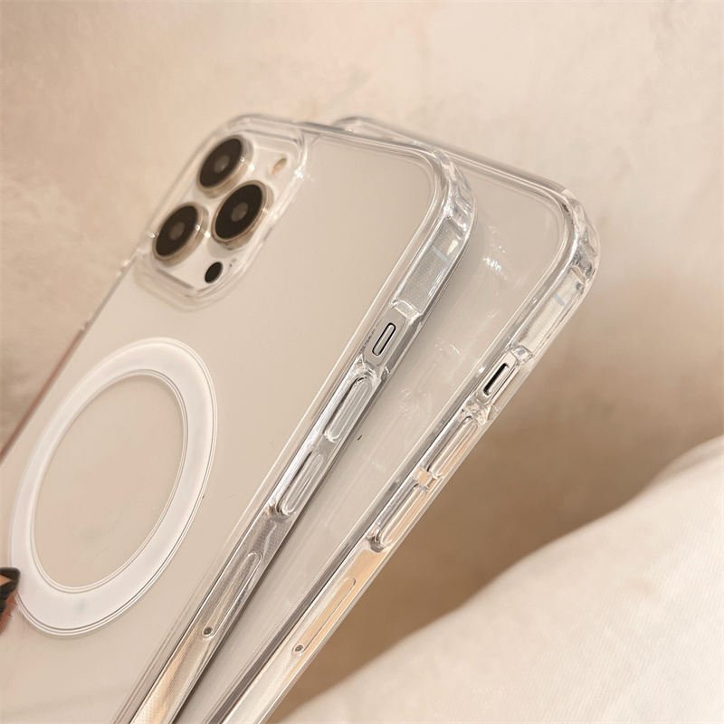 For Original Quality Magnetic Wireless Phone Case Charging Transparent Clear Shockproof For Iphone 16 15 14 13 12 11 Pro Max