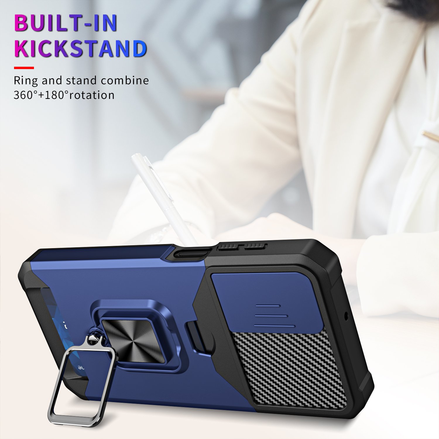 Armor Card Slot Holder Case for Samsung Galaxy A55 A35 A25 A15 A54 A34 A14 5G A53 A52 A72 Ring Stand Camera Privacy Case