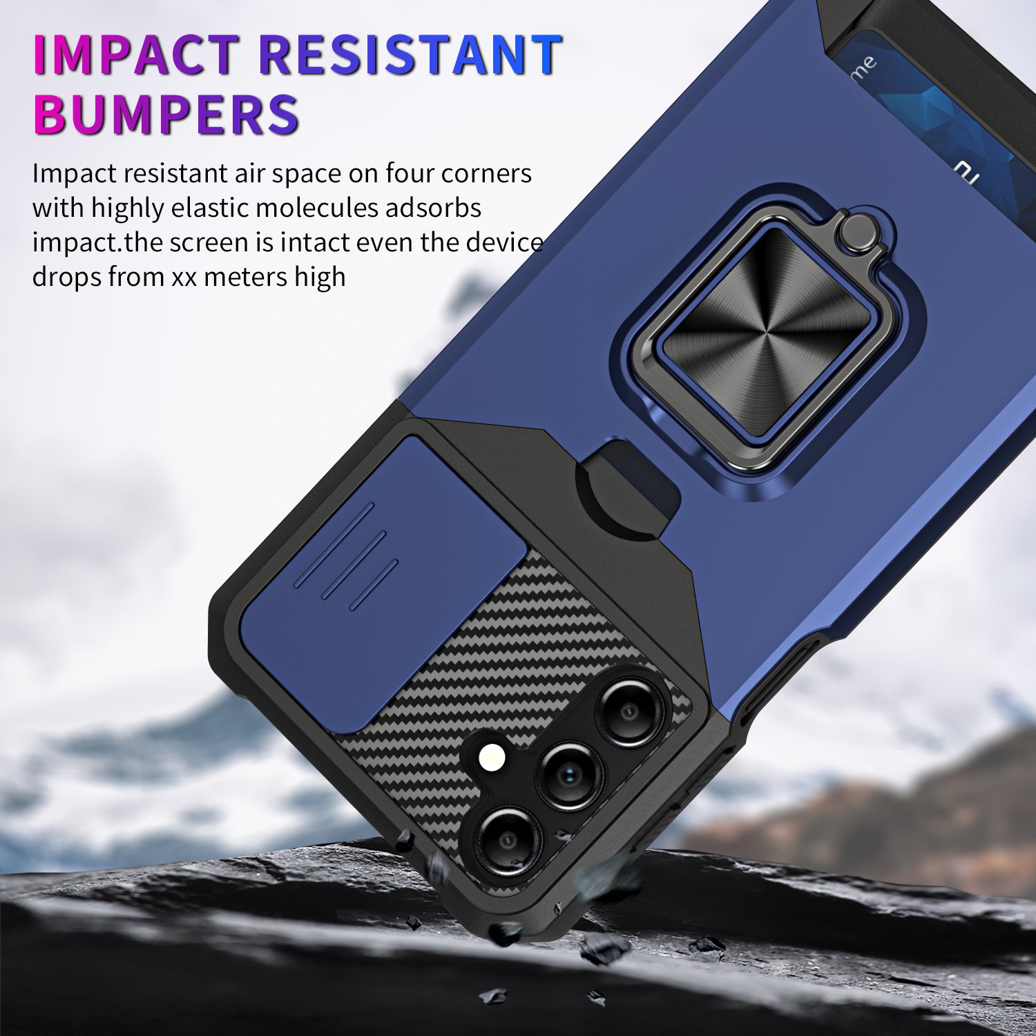 Armor Card Slot Holder Case for Samsung Galaxy A55 A35 A25 A15 A54 A34 A14 5G A53 A52 A72 Ring Stand Camera Privacy Case