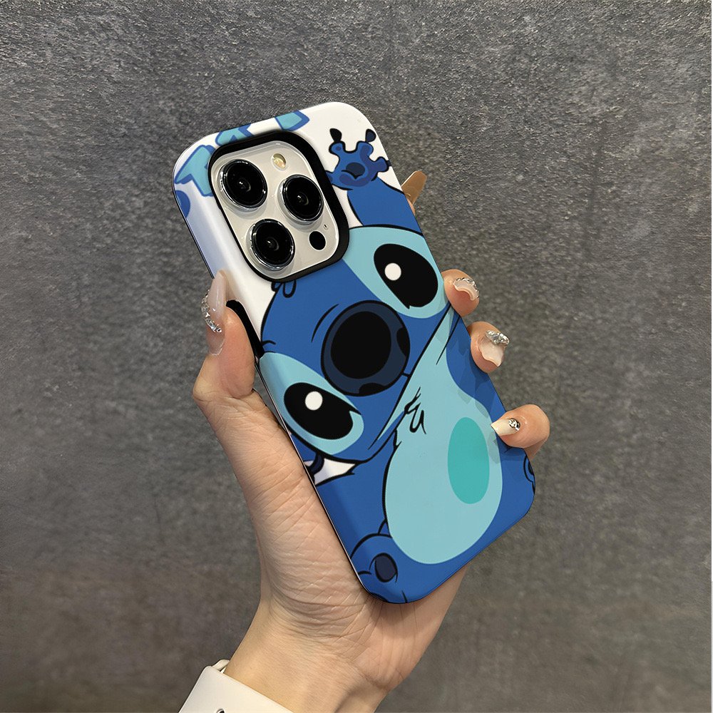 Cute cartoon Stitch IMD Dual Layer TPU phone case for iphone 15 14 13 12 11 Pro Max Mobile Phone Back Skin Customized Cover Case