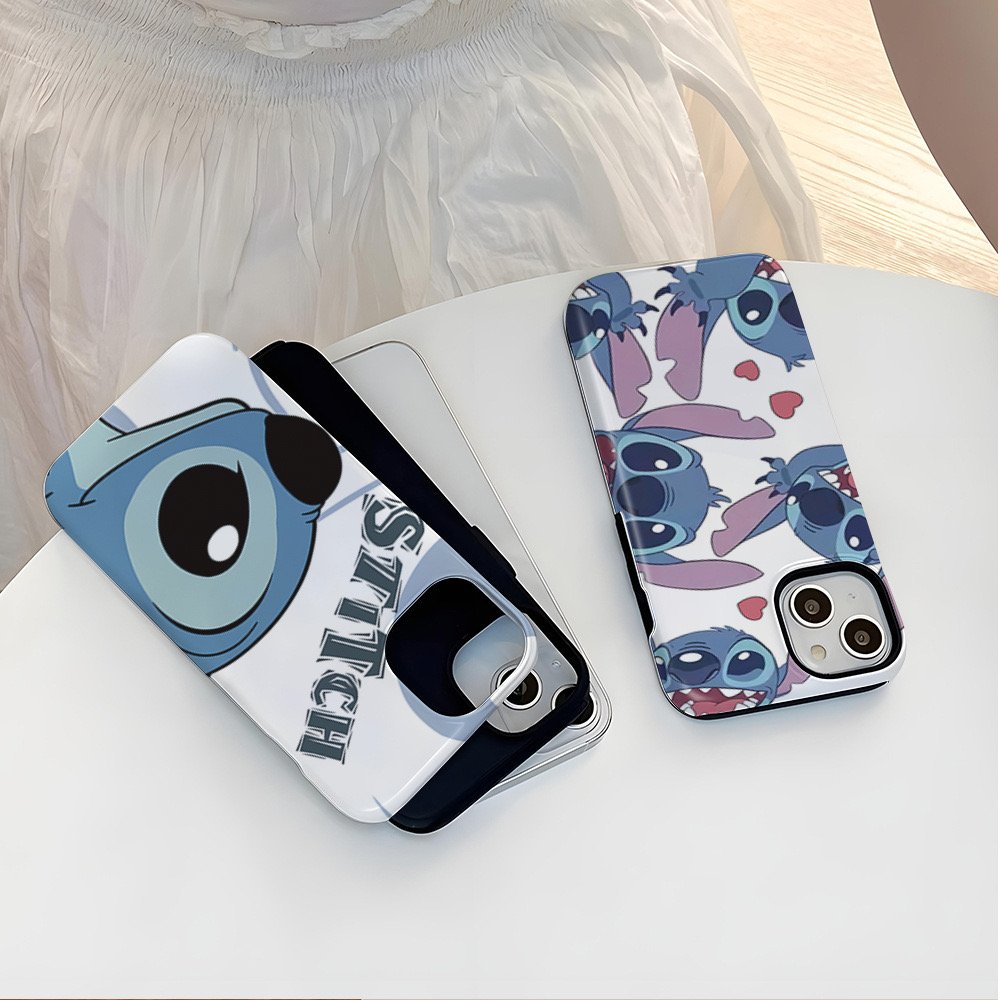 Cute cartoon Stitch IMD Dual Layer TPU phone case for iphone 15 14 13 12 11 Pro Max Mobile Phone Back Skin Customized Cover Case