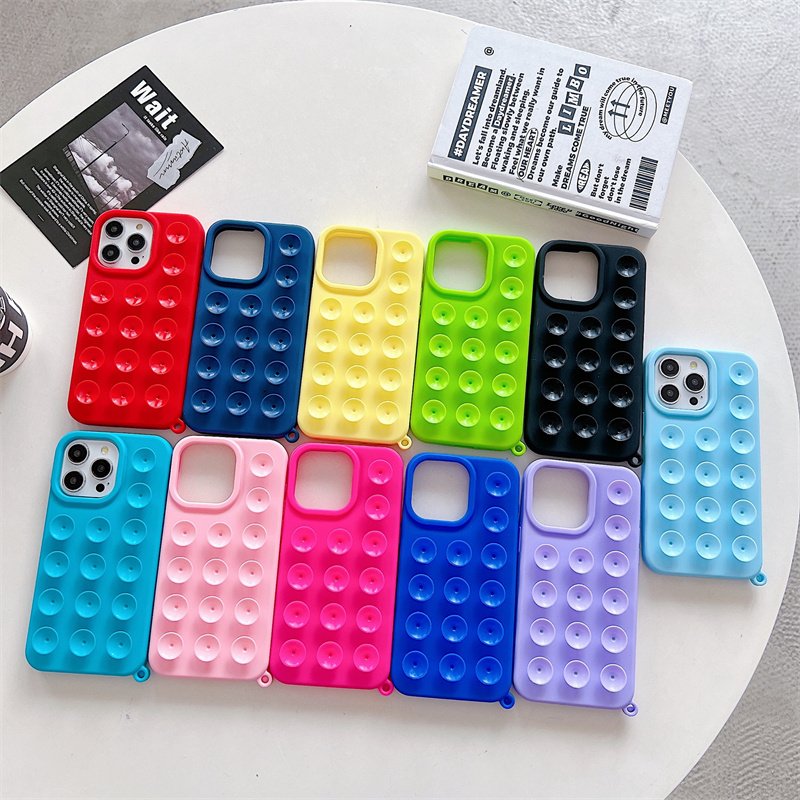 suction cup holder silicone mobile phone case For iPhone 15 14 13 12 11 Pro max case with suction cups