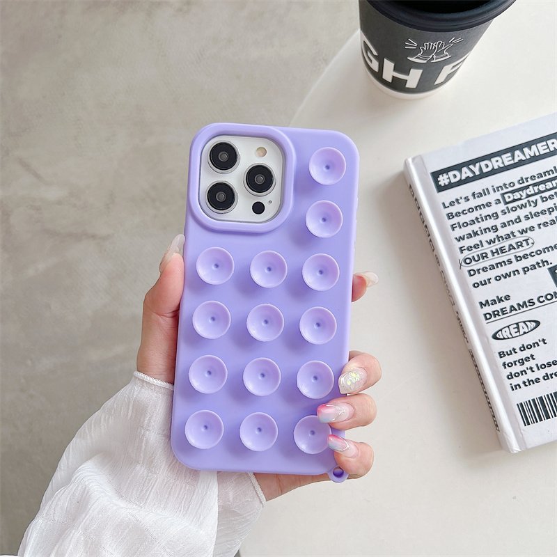 suction cup holder silicone mobile phone case For iPhone 15 14 13 12 11 Pro max case with suction cups