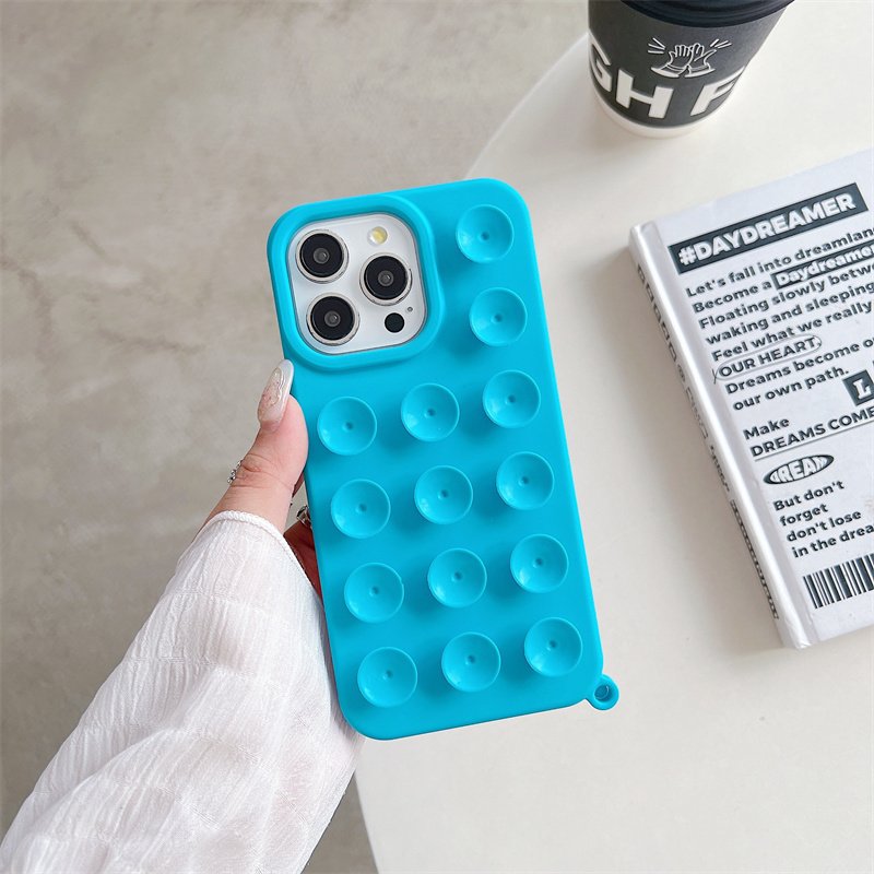 suction cup holder silicone mobile phone case For iPhone 15 14 13 12 11 Pro max case with suction cups