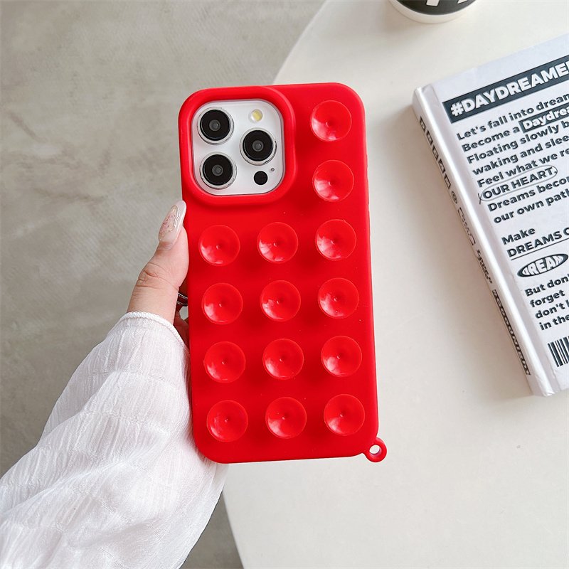 suction cup holder silicone mobile phone case For iPhone 15 14 13 12 11 Pro max case with suction cups