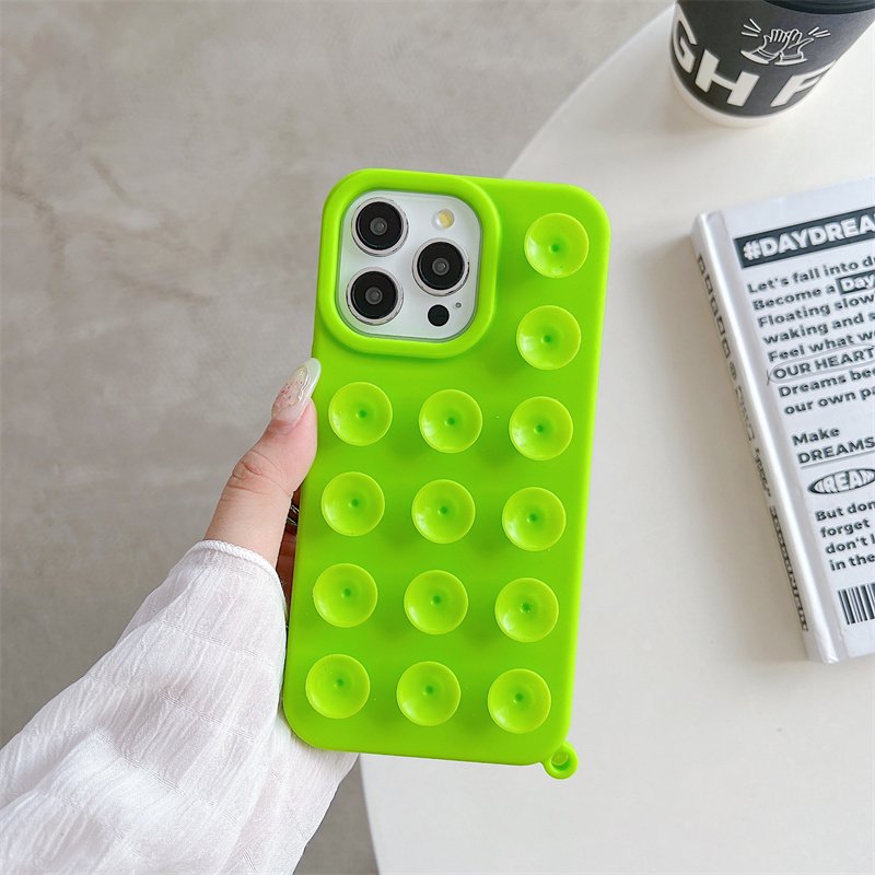 suction cup holder silicone mobile phone case For iPhone 15 14 13 12 11 Pro max case with suction cups
