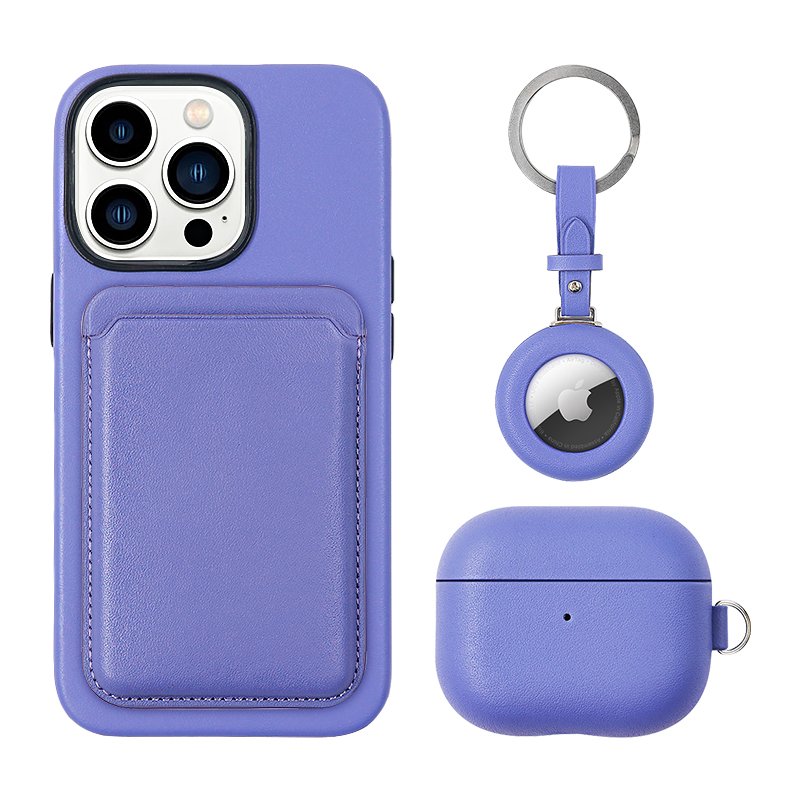 High-quality luxury genuine leather with build in magnetic ring and card holder gift set for iphone 15 16 pro max