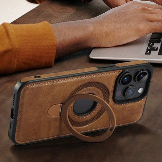 Luxury PU Leather Magnetic Hidden Ring Stand Case For iPhone 15 14 13 12 Pro Max Wireless Charging Shockproof Back Cover