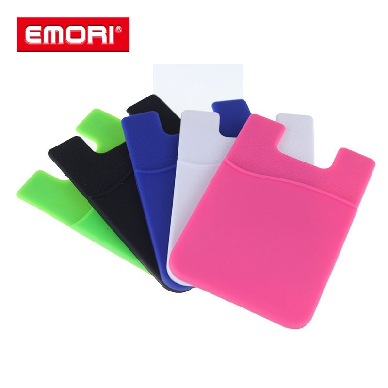 Custom Logo Stick Card Holder for iPhone 6/6 Plus Adhesive Back Silicone and PC Mobile Phone Case