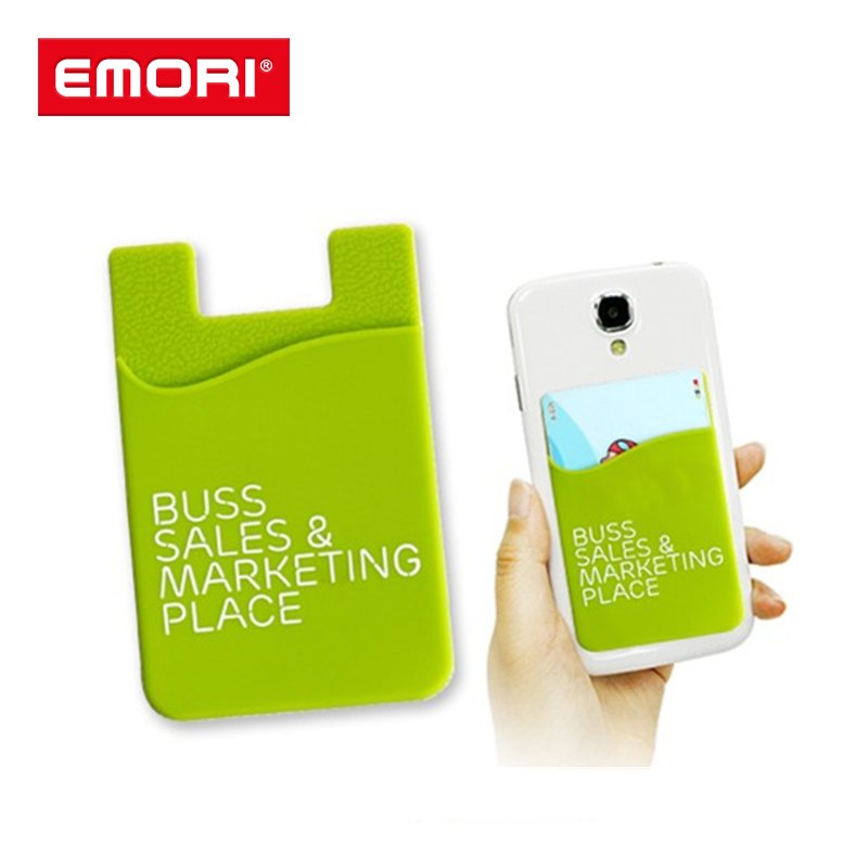 Custom Logo Stick Card Holder for iPhone 6/6 Plus Adhesive Back Silicone and PC Mobile Phone Case