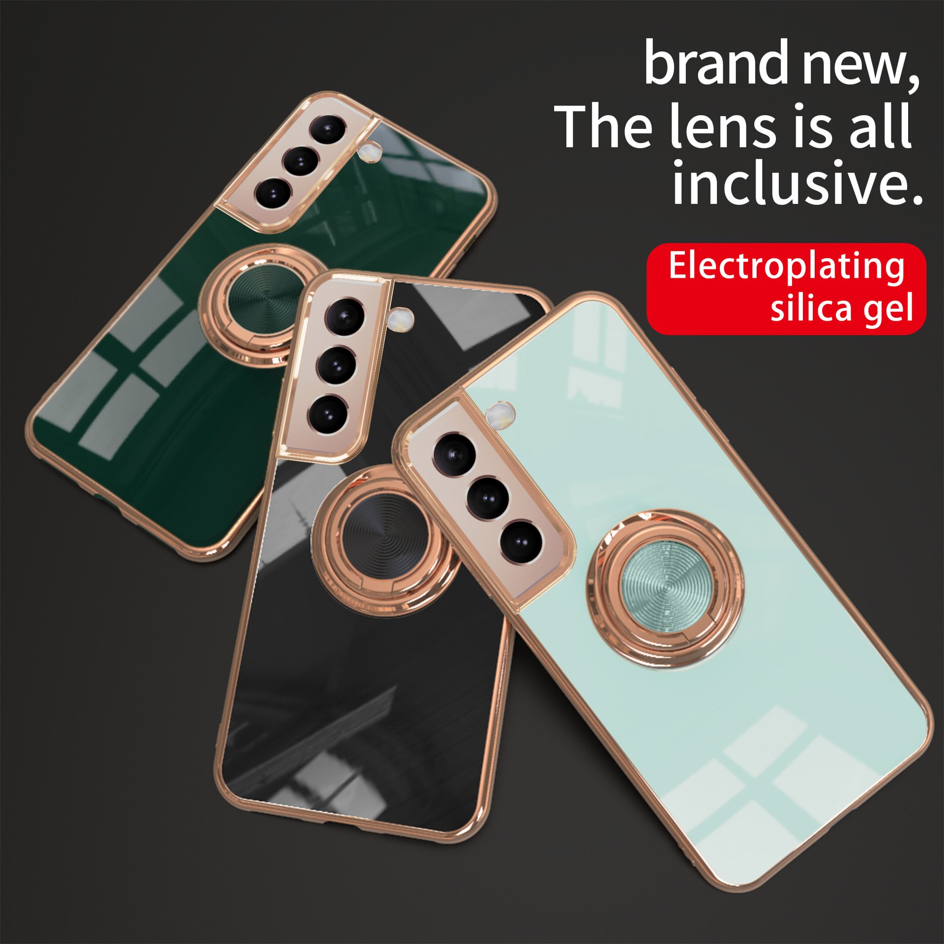 LeYi Electroplating Soft TPU Girly Phone Case with ring Car holder Mobile Phone Cases for iPhone 13 14 15 16 Pro Max Plus