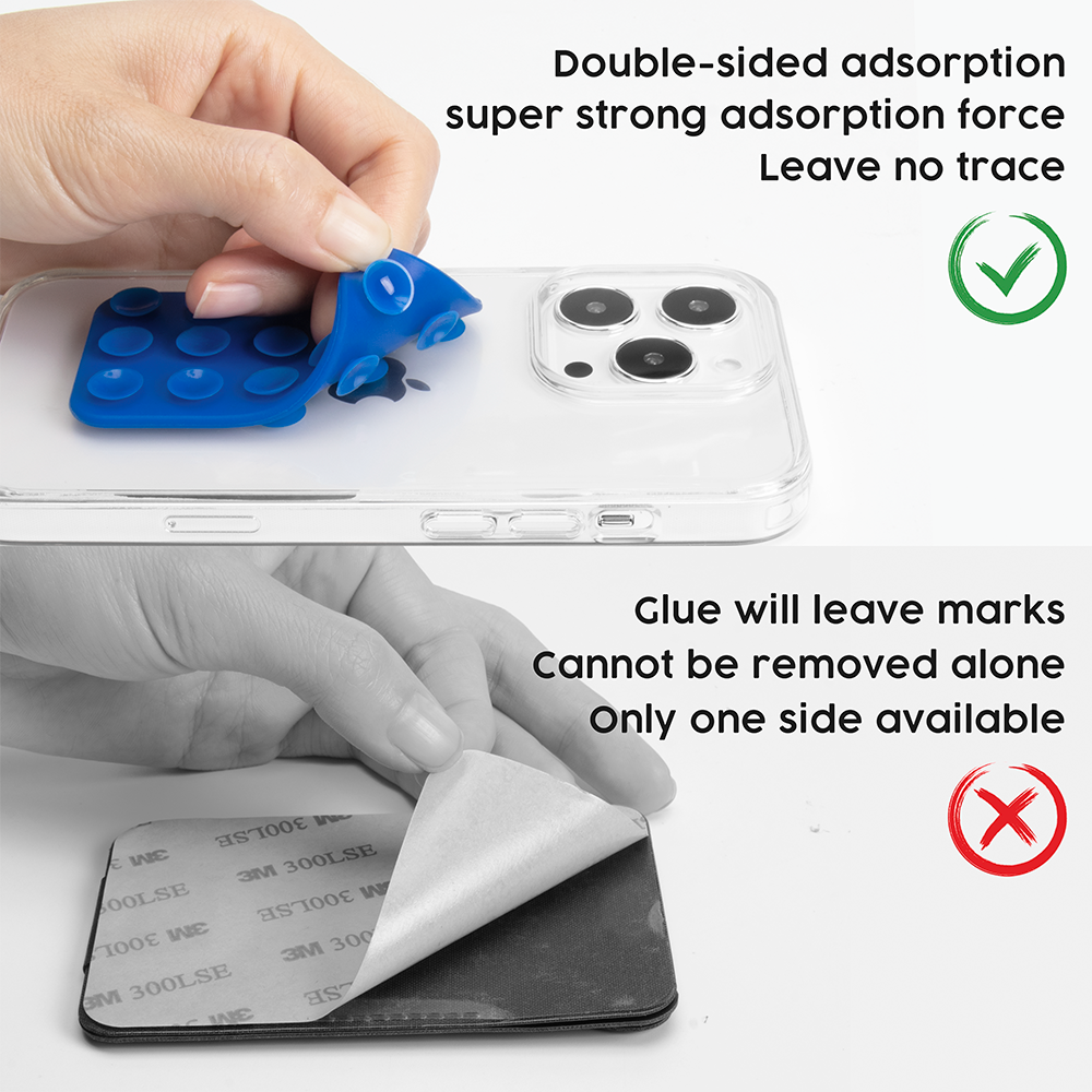 Custom Double Side Anti Slip Suction Cup Silicone Suction Mat Mobile Phone Holder Silicone sucker Phone Case Sticky Grip