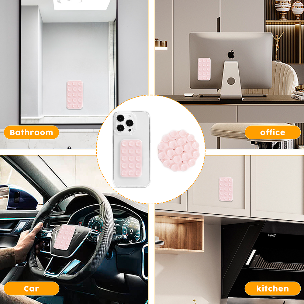 Custom Double Side Anti Slip Suction Cup Silicone Suction Mat Mobile Phone Holder Silicone sucker Phone Case Sticky Grip