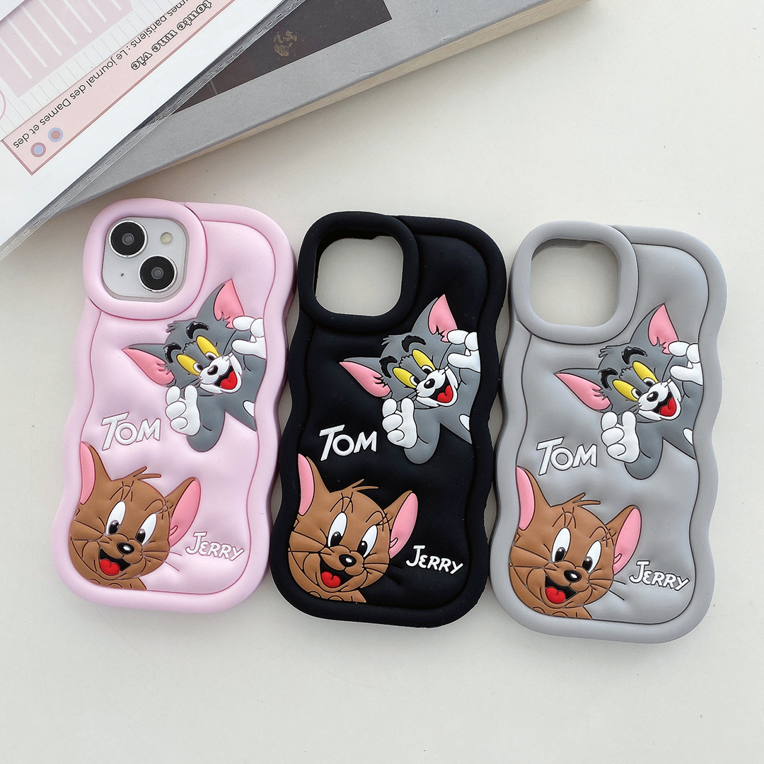 BAILI factory Hot-Selling Cute 3D Stereoscopic Cartoon Cat and mouse Pattern Silicone Mobile Phone Case for Iphone 15 Pro 14 Max