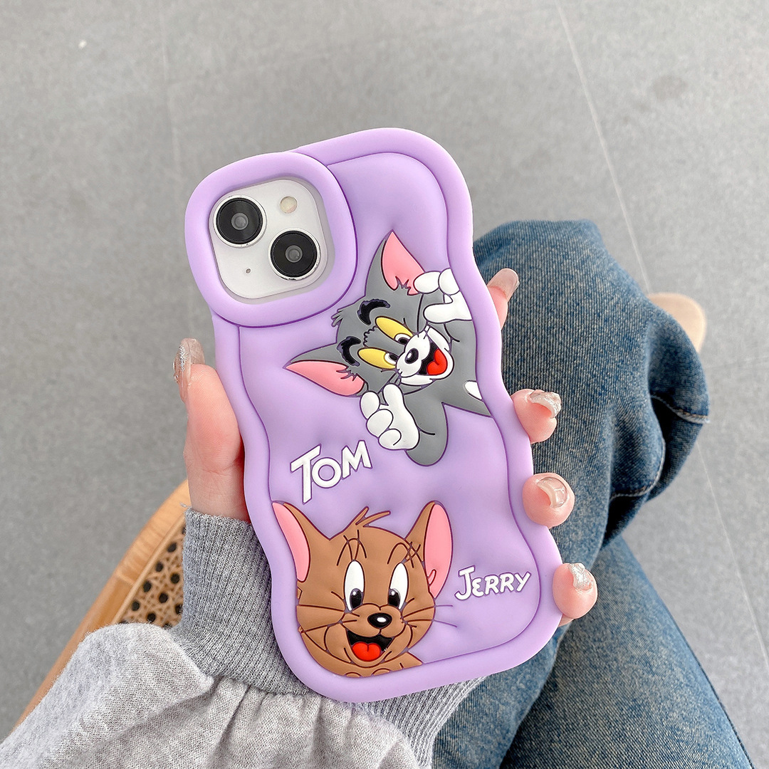 BAILI factory Hot-Selling Cute 3D Stereoscopic Cartoon Cat and mouse Pattern Silicone Mobile Phone Case for Iphone 15 Pro 14 Max