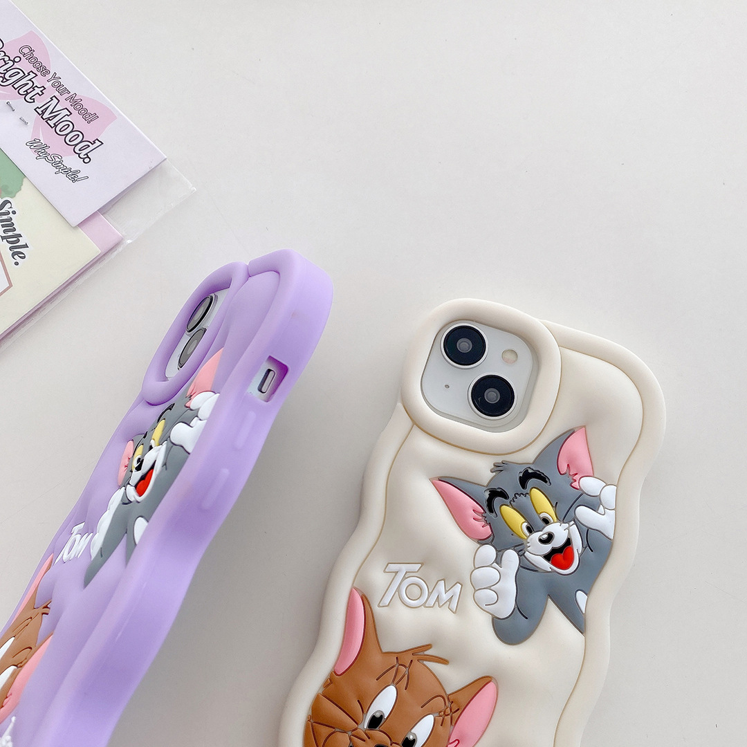 BAILI factory Hot-Selling Cute 3D Stereoscopic Cartoon Cat and mouse Pattern Silicone Mobile Phone Case for Iphone 15 Pro 14 Max