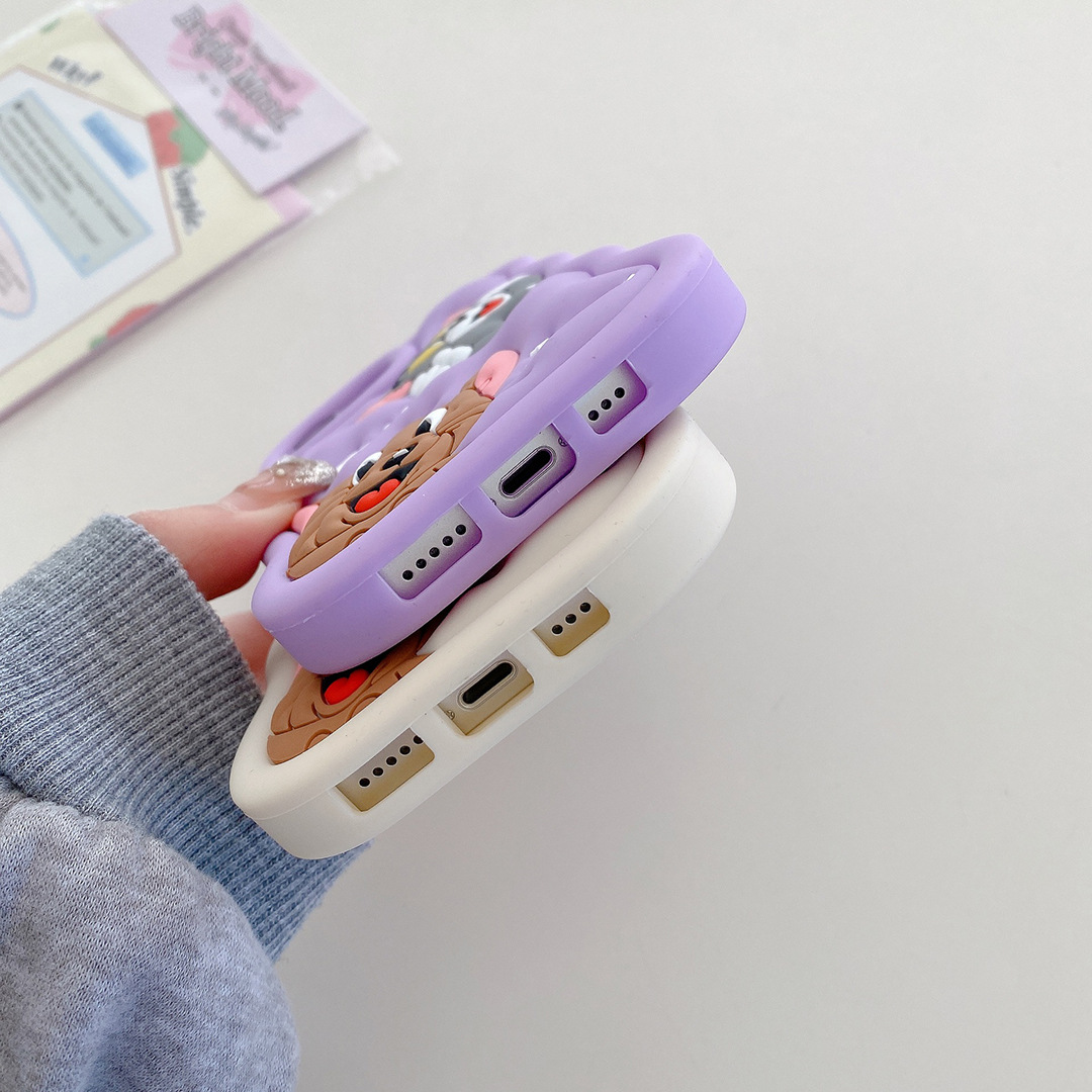 BAILI factory Hot-Selling Cute 3D Stereoscopic Cartoon Cat and mouse Pattern Silicone Mobile Phone Case for Iphone 15 Pro 14 Max