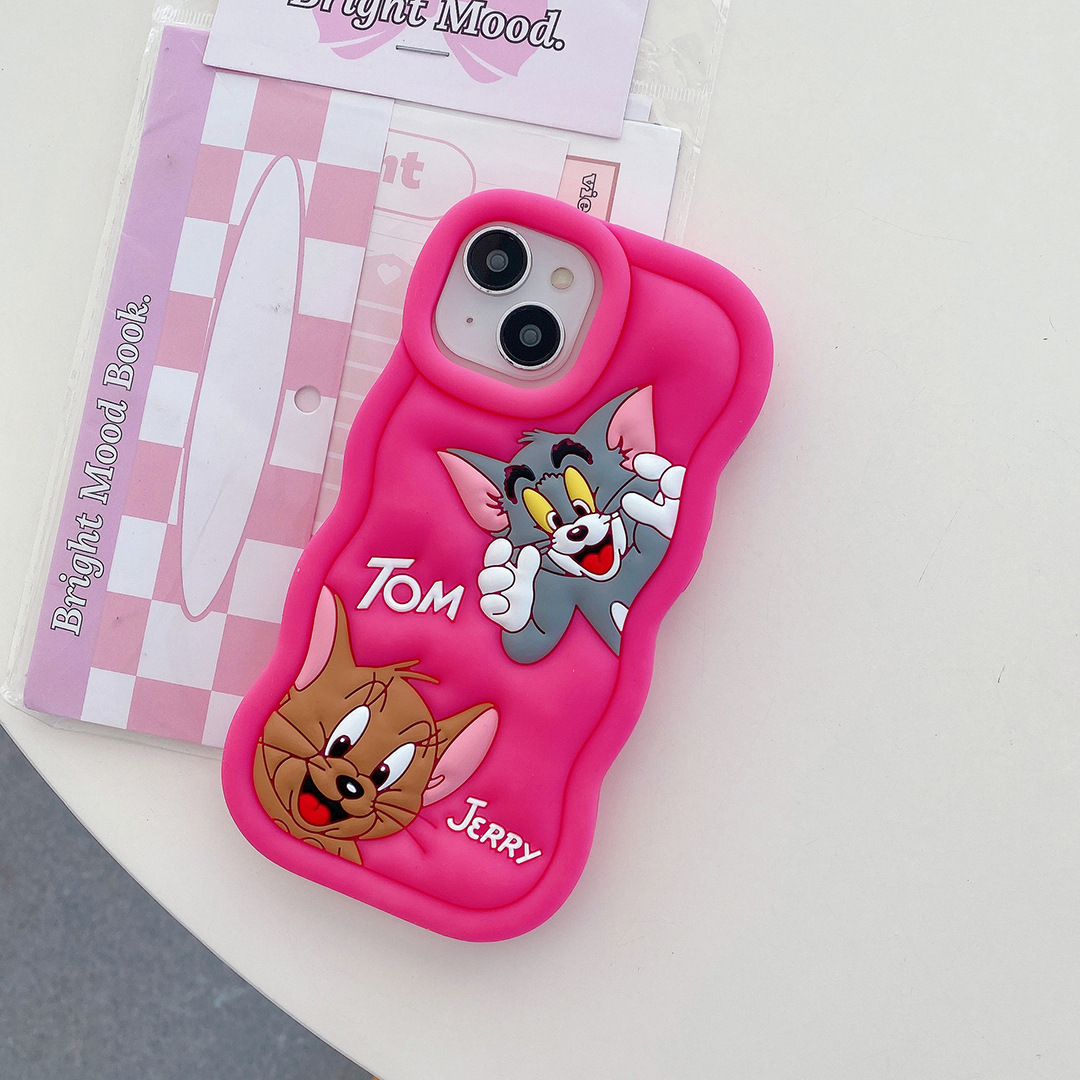 BAILI factory Hot-Selling Cute 3D Stereoscopic Cartoon Cat and mouse Pattern Silicone Mobile Phone Case for Iphone 15 Pro 14 Max