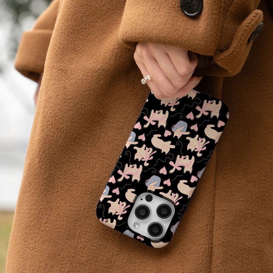 Black Cute Bowknot Cat Phone Case for IPHONE 15PRO MAX 14 13 12 11 PRO Plus 15pro Acrylic TPU Two in One Mobile Phone Cases