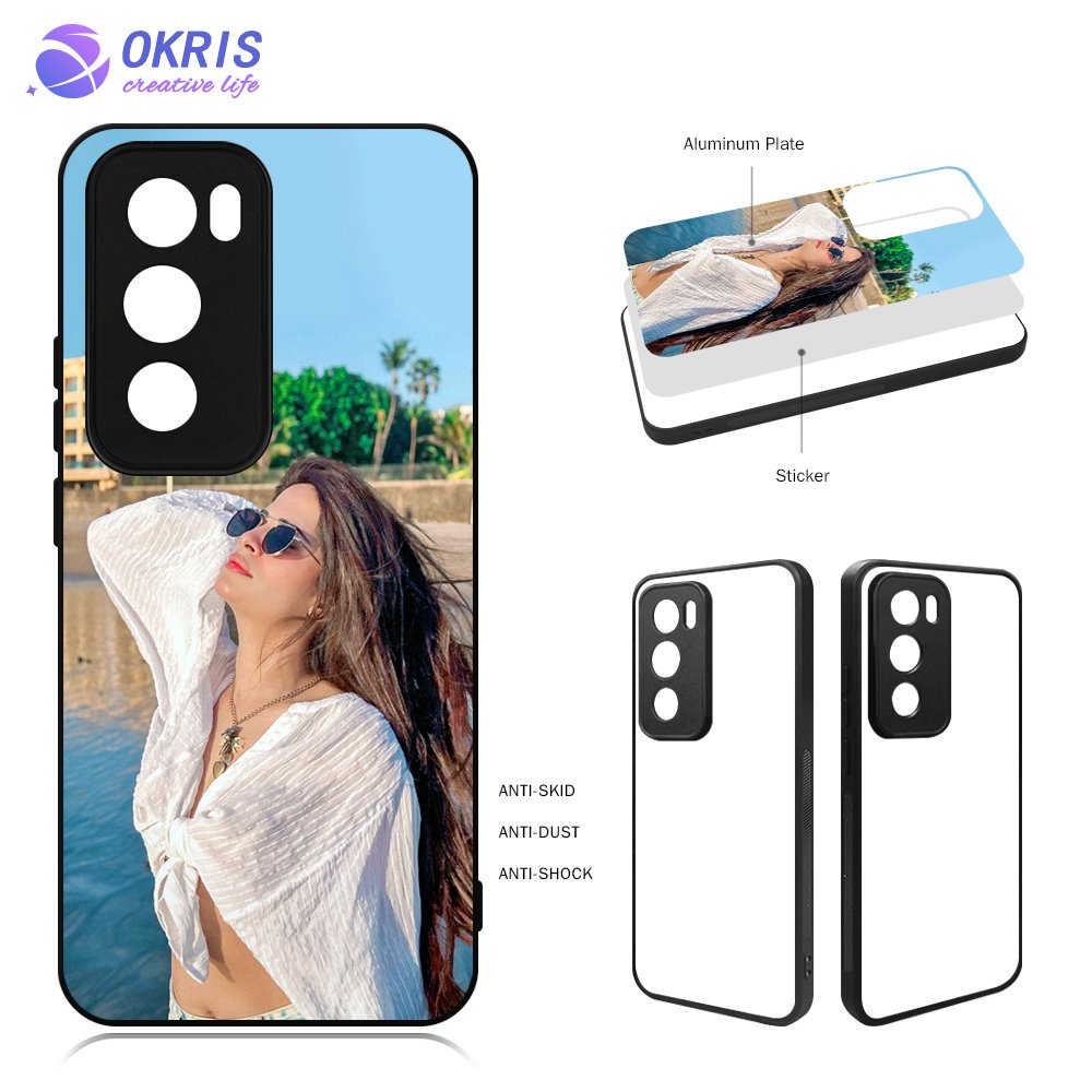DIY Sublimation Phone Case For Reno 12 Pro 5G Custom Black 2D TPU + PC Mobile Phone Cover For Oppo Reno 12 5G