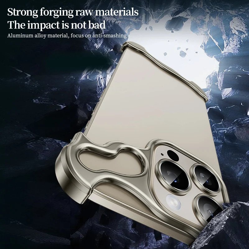 Factory Custom Logo Metal Frameless Mobile Phone Case Minimalist Shell Luxury Shockproof Phone Cover For iPhone 16 15 Pro Max