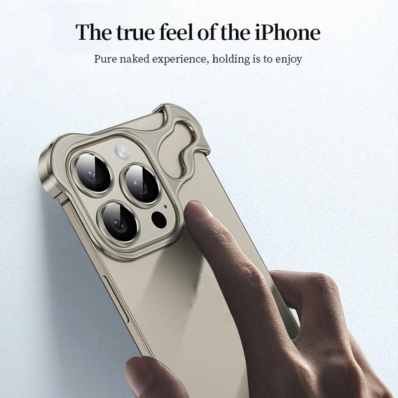 Factory Custom Logo Metal Frameless Mobile Phone Case Minimalist Shell Luxury Shockproof Phone Cover For iPhone 16 15 Pro Max