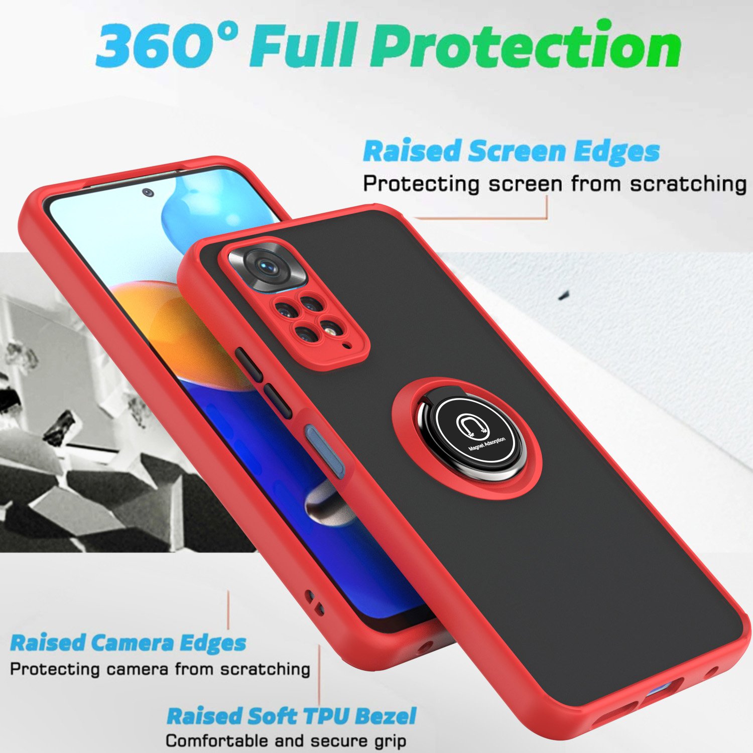 Slim Lightweight Ring Holder Mobile Cell Phone Cases For Xiaomi Poco F5 Pro 5G Magnetic Car Mount Shockproof Back Cover