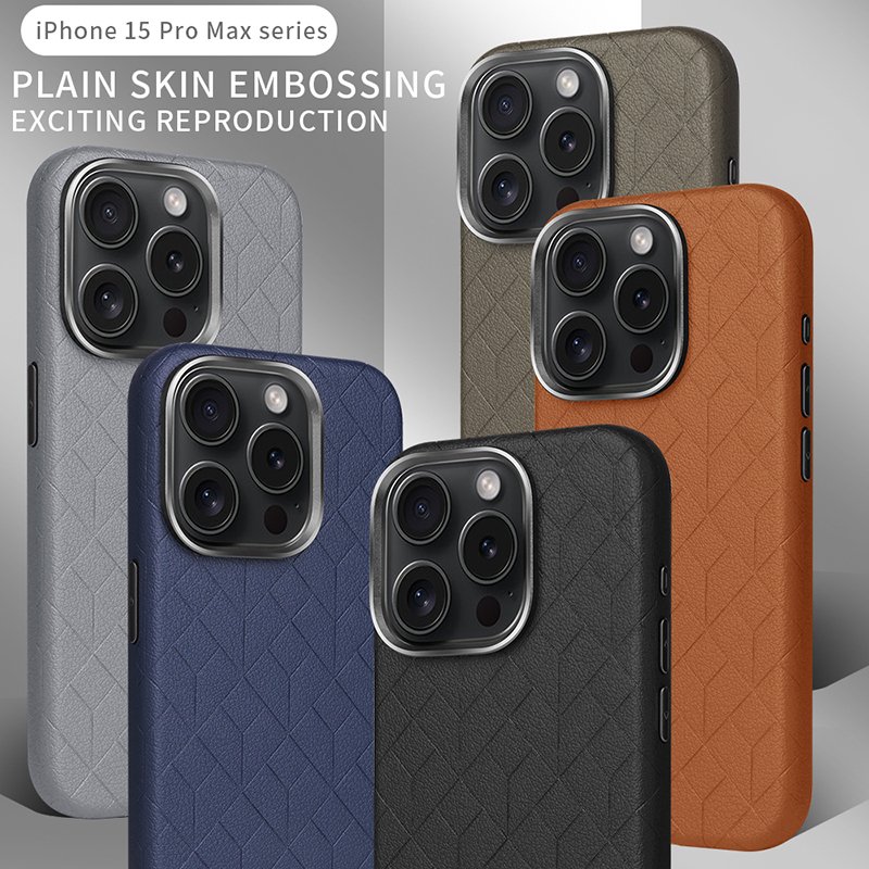 Leather patterned phone case for iPhone15 Promax plus business personalized customized shockproof and drop resistant shell
