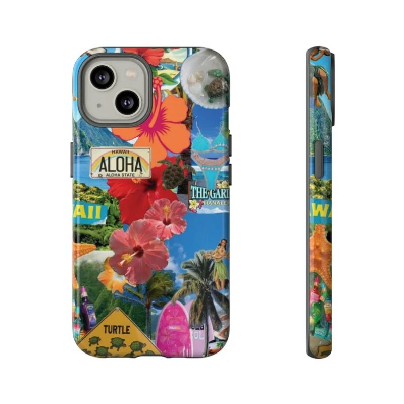 Hawaii OLOHA Summer Collage Phone Case For IPHONE 15PRO MAX 14 13 12 11 PRO Plus 15pro Acrylic TPU Two in one Mobile Phone Cases