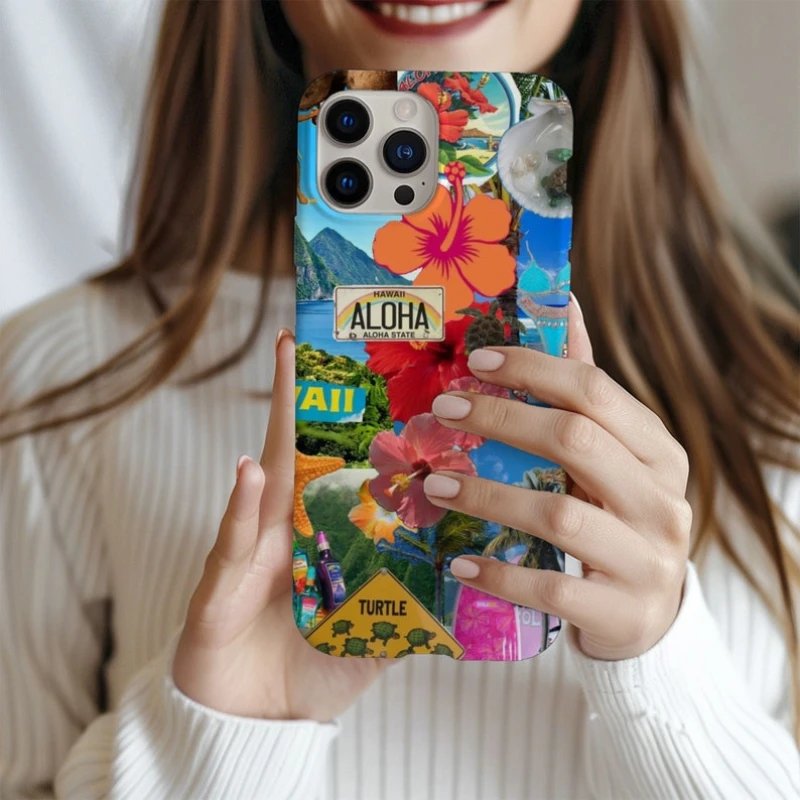 Hawaii OLOHA Summer Collage Phone Case For IPHONE 15PRO MAX 14 13 12 11 PRO Plus 15pro Acrylic TPU Two in one Mobile Phone Cases
